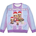 Cute Couple With Kids And Dogs Crochet Stripe Effect - Personalized Unisex Ugly Sweater
