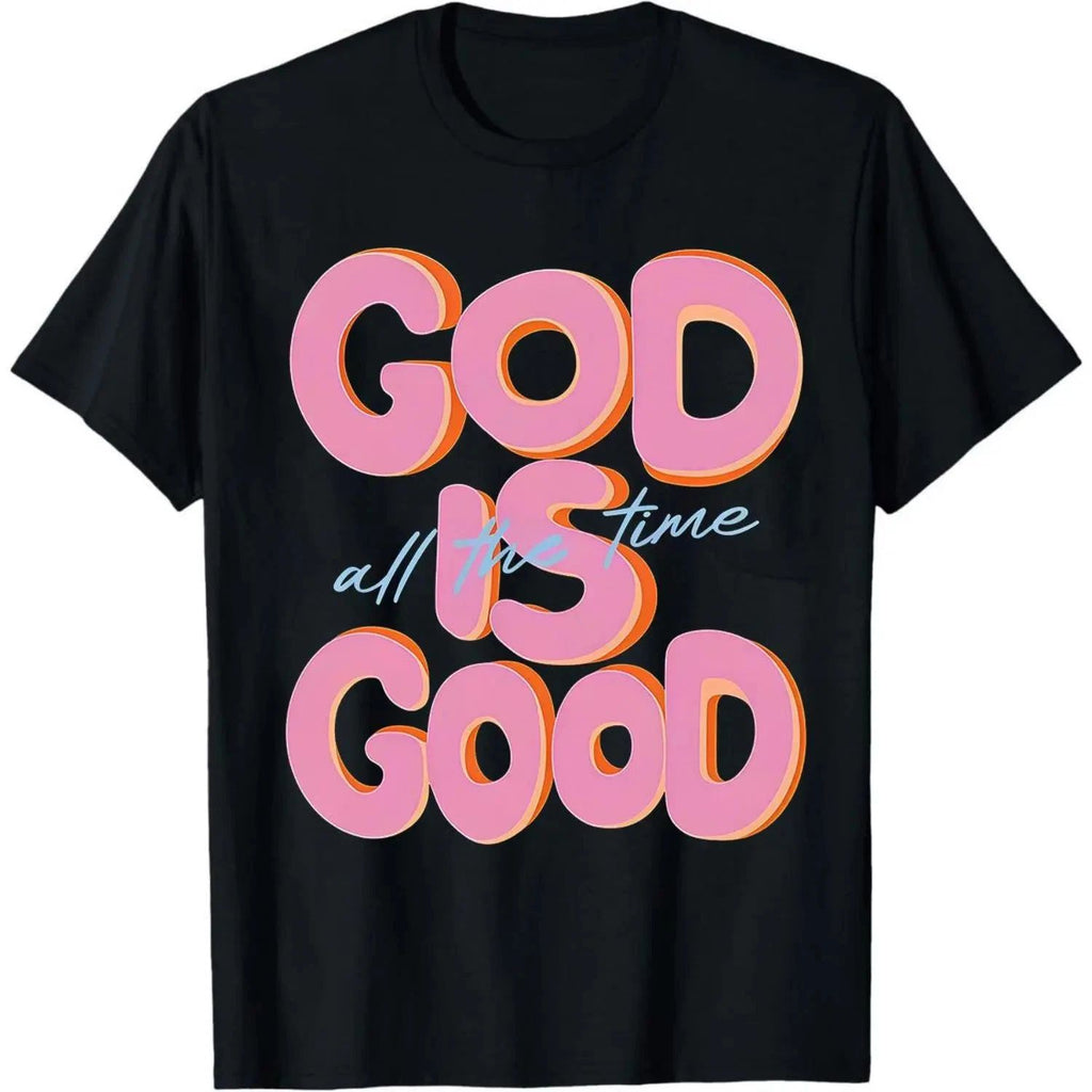 Men's Casual T Shirt Featuring God Is Good All The Time Words Loose Fit Outdoor