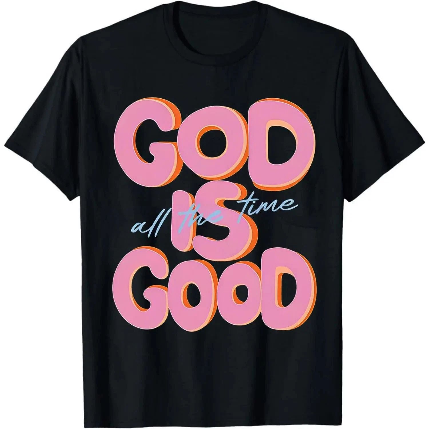 Men's Casual T Shirt Featuring God Is Good All The Time Words Loose Fit Outdoor