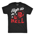 Mens Funny T Shirts High As Hell Sarcastic Devil 420 Graphic Novelty Tee for Men