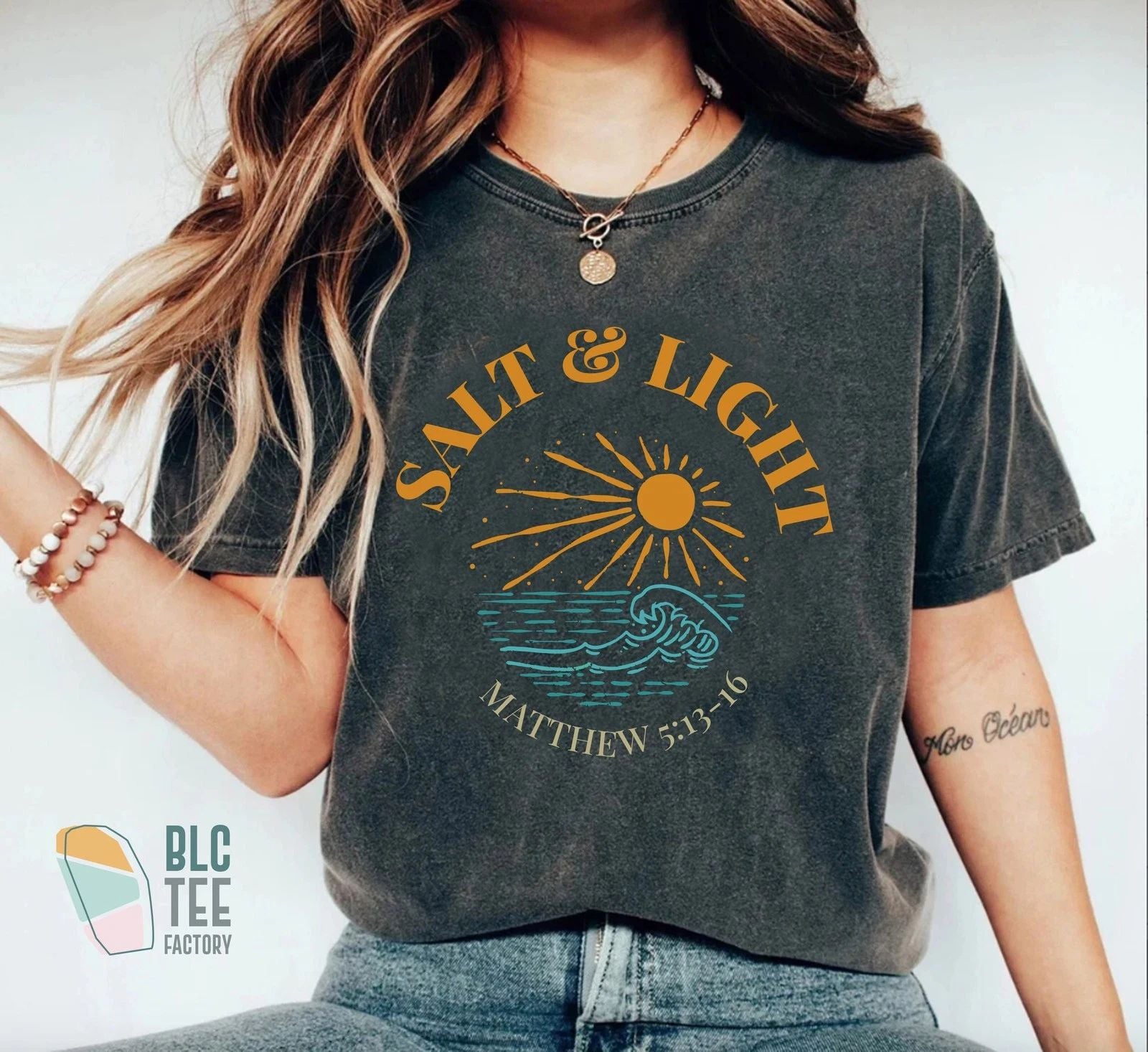 Boho Salt & Light Matthew 5 13 T-Shirt, Christian Faith Religious Shirt, Jesus G