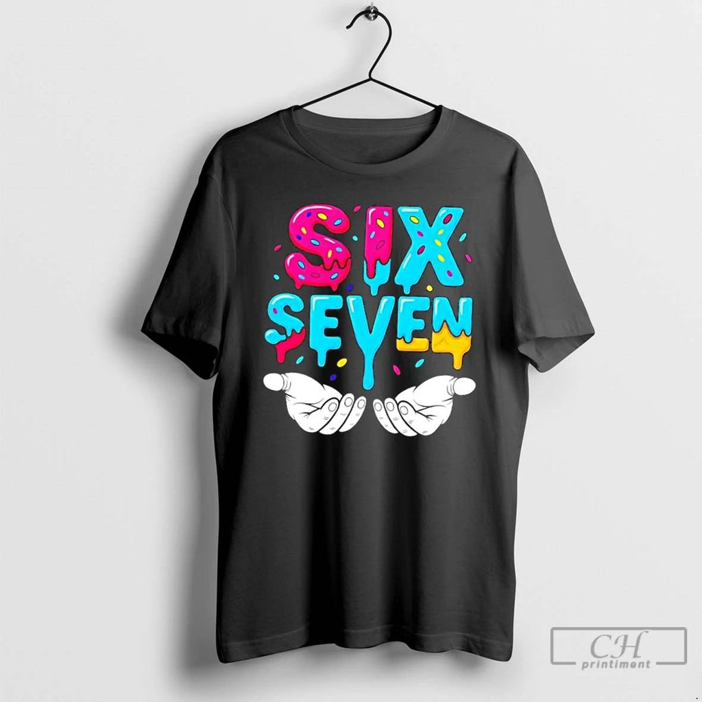 Classic Hand Hold Six Seven Ice Cream Drip 6 7 T Shirts