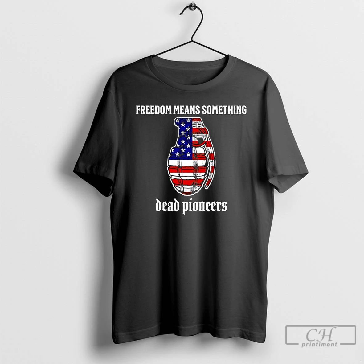Classic American Flag Grenade Freedom Means Something Dead Pioneers T Shirts