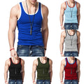 Men's Fitness Shirts Tops Vest Sportwear Casual Slim Fit Colorblock Basi AU