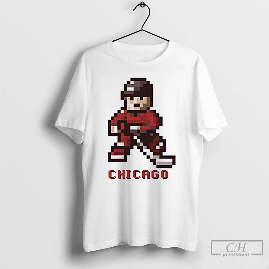 Classic Chicago Blackhawks Hockey 8 Bit Retro Baller T Shirts