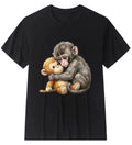 Cute Baby Monkey Punch Plush Hugging Unisex T-Shirt Cotton