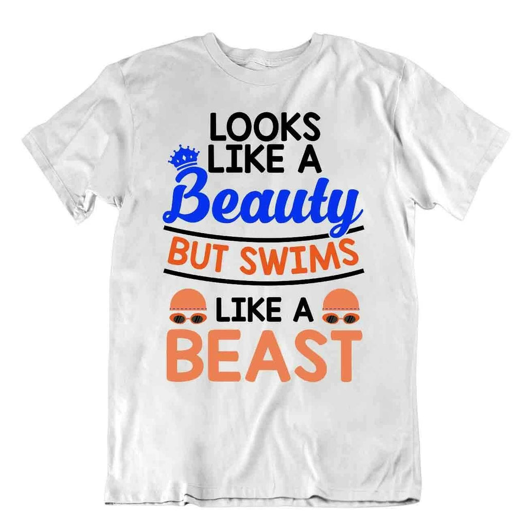 Beauty And Swim Shirt Sporting Hobby Tshirt Novelty Slogan Nerd Tee