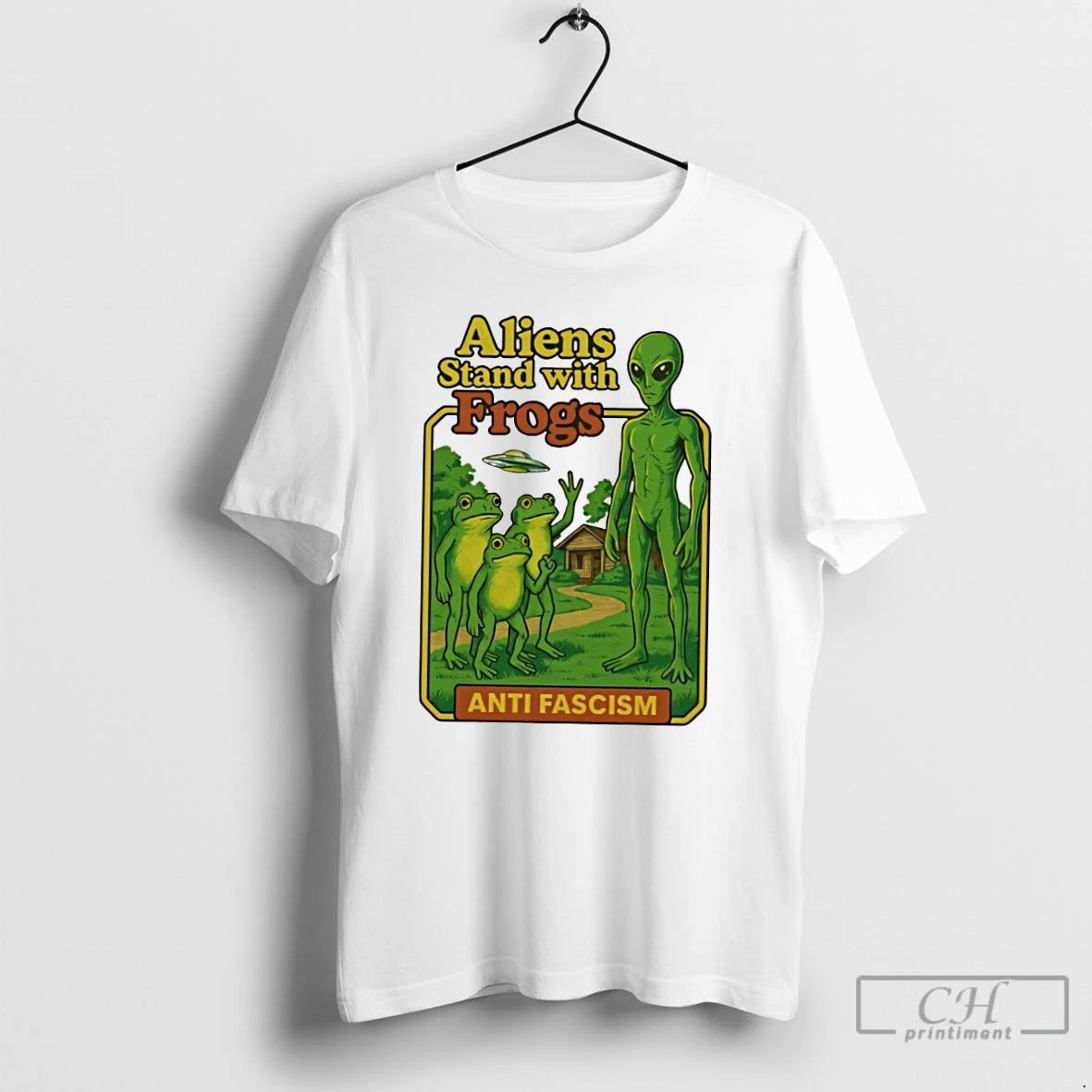 Classic Aliens Stand With Frogs Anti Fascism T Shirts