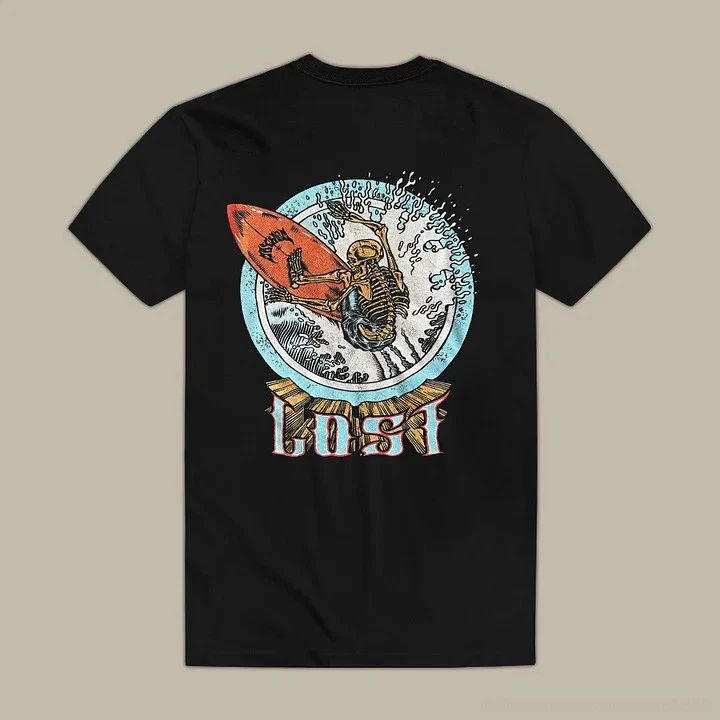 Lost Surfing Skull T-Shirt S-3XL
