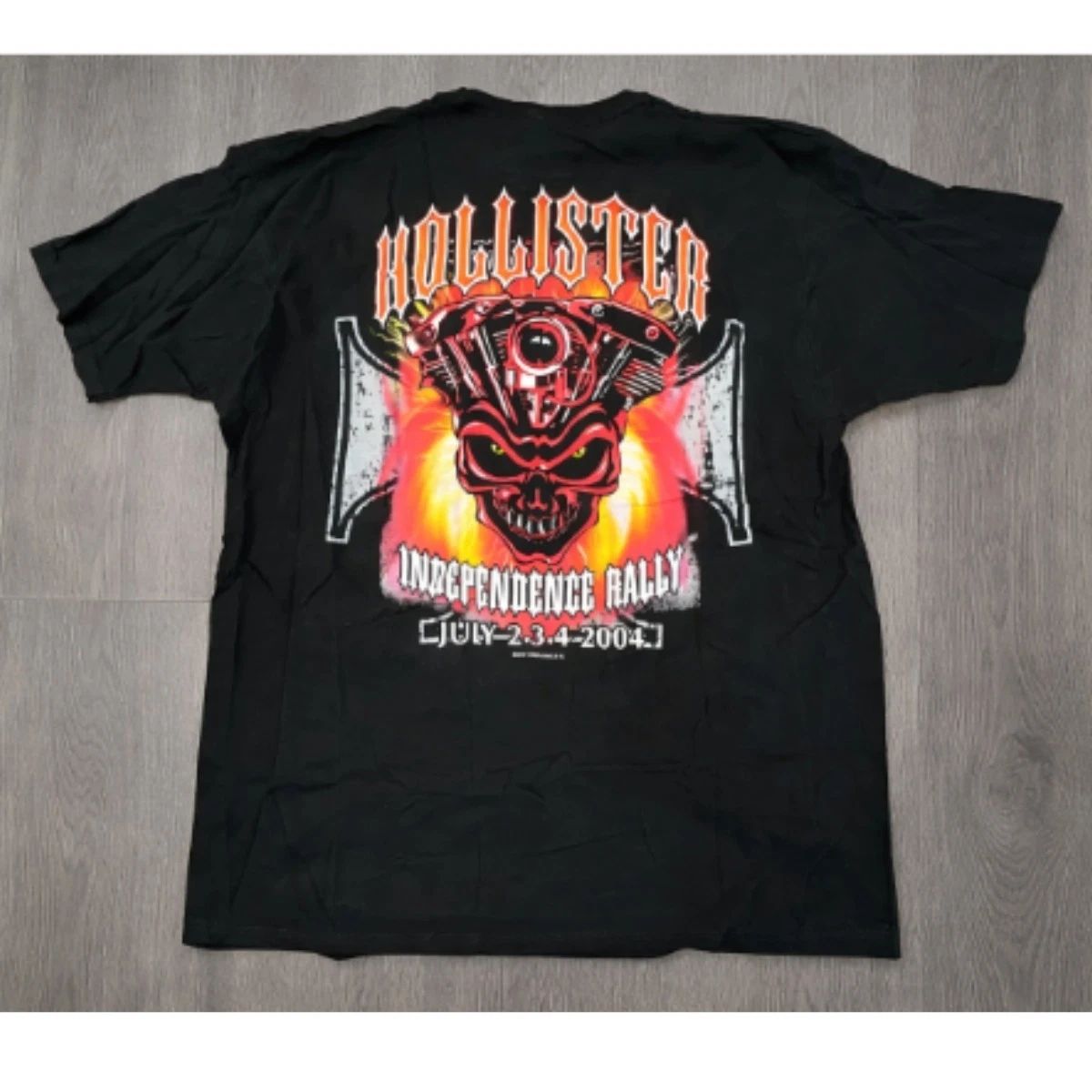 Flame Skull Biker Graphic T-Shirt Black Vintage Style Streetwear Tee