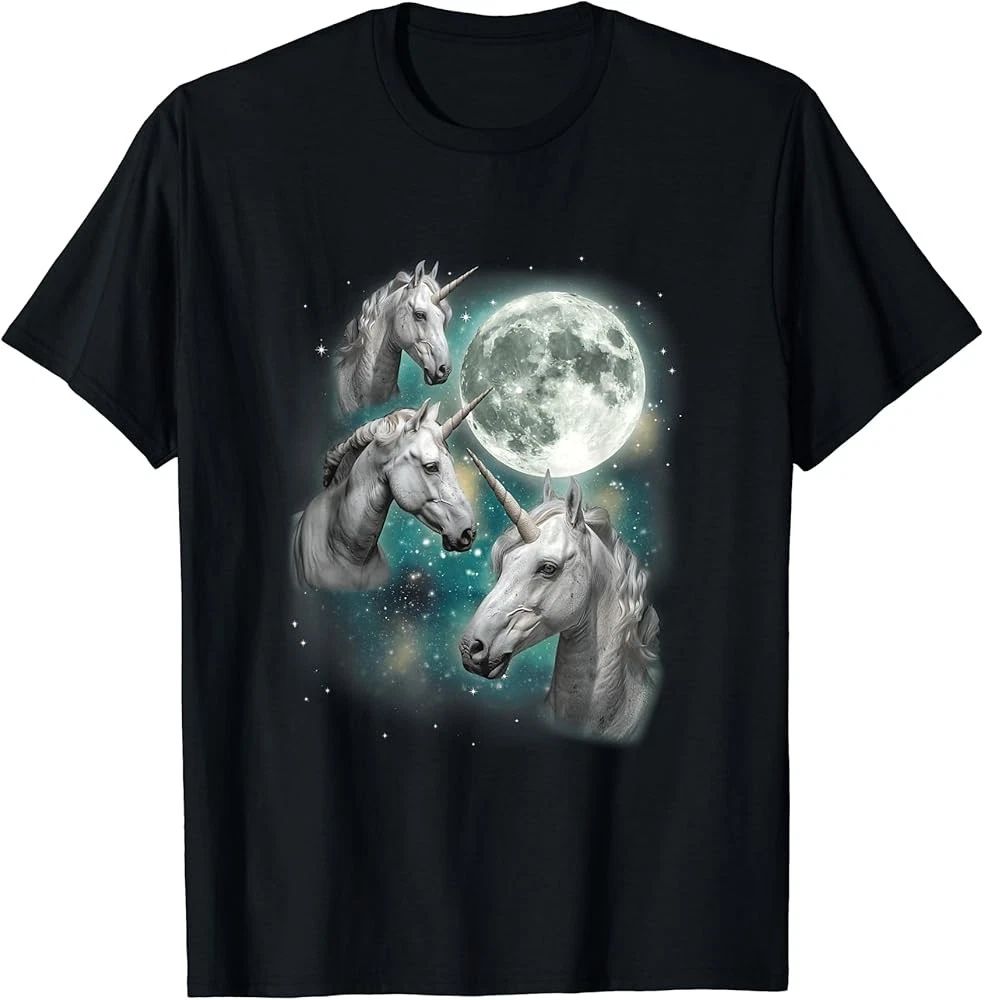 Three Unicorn Moon 3 Magical Fantasy Mythic Horned Unicorn T-Shirt
