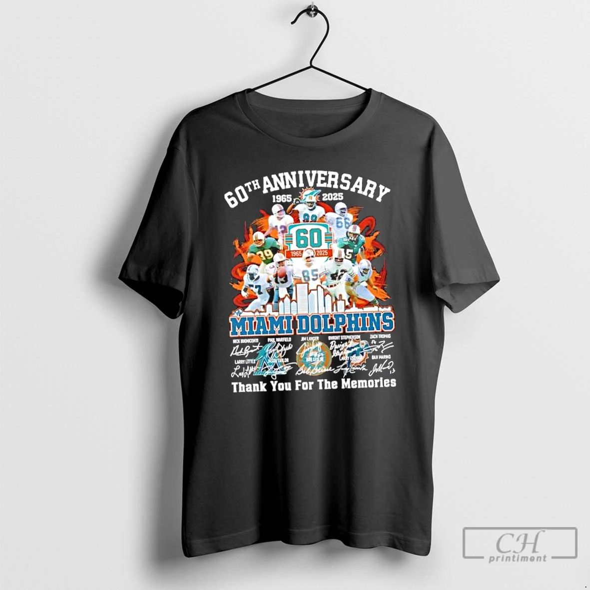 Classic 60th Anniversary 1965 2025 Miami Dolphins Legends Thank You For The Memories Signatures