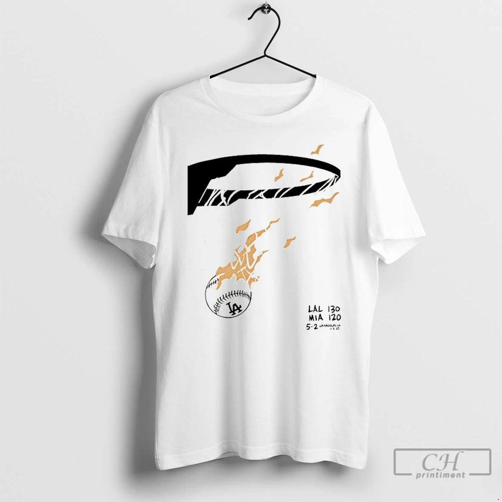 Premium Los Angeles Lakers 130 Miami Heat 120 Los Angeles Dodgers T Shirts