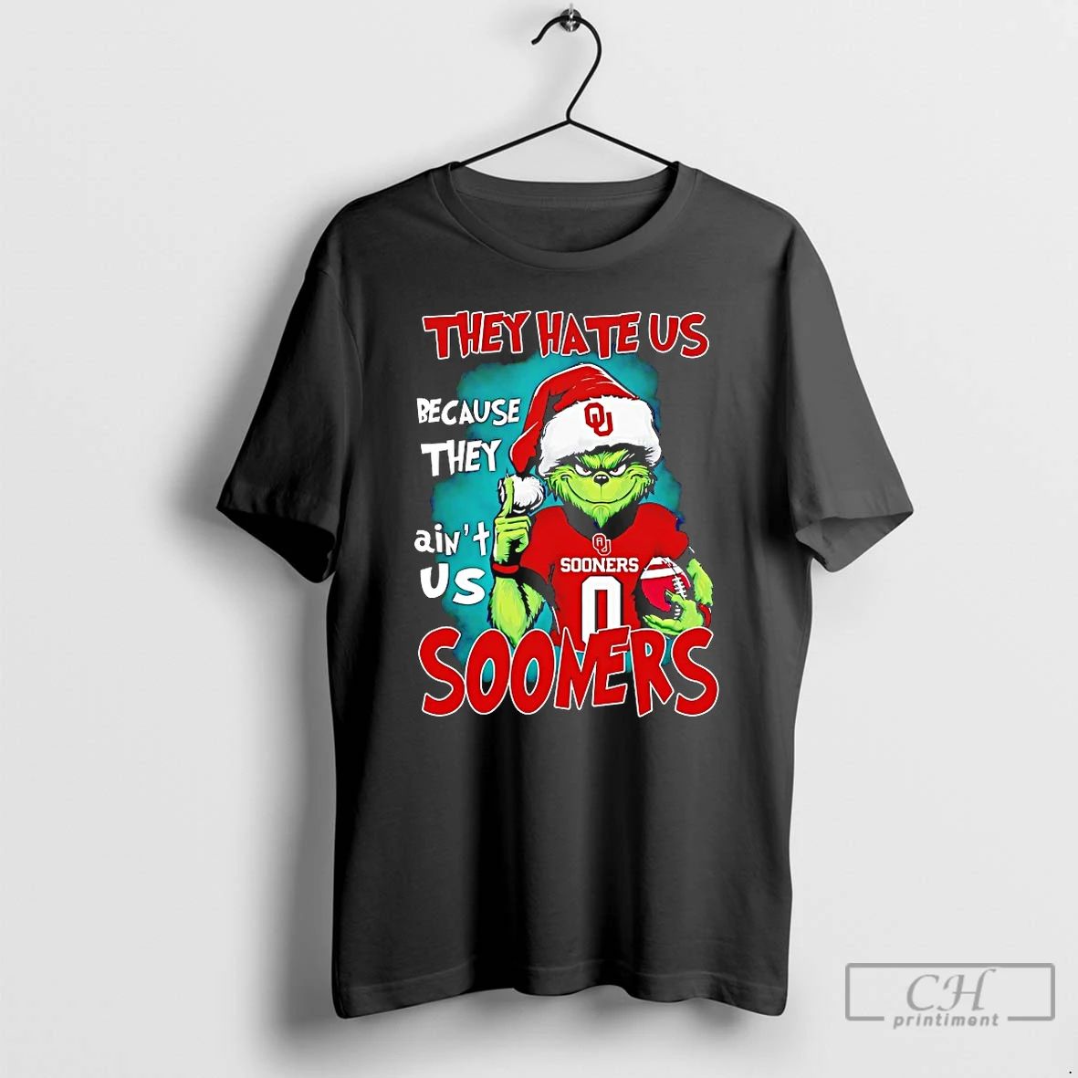 Classic Grinch They Hate Us Because They Aint Us Oklahoma Sooners Christmas T Shirts