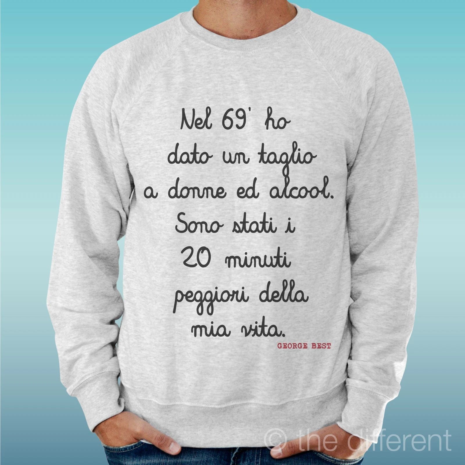 Felpa Man Light Sweater Light Grey " George Best Sentence "