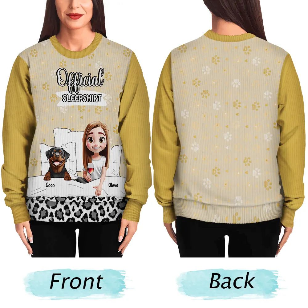 Dog Mom Dog Dad Official Sleep Shirt - Personalized Unisex Ugly Sweater