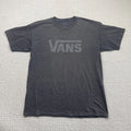 Y2K Vans Mens T-shirt Charcoal Gray Logo Spell Out Graphic Tee Skater Surf Read