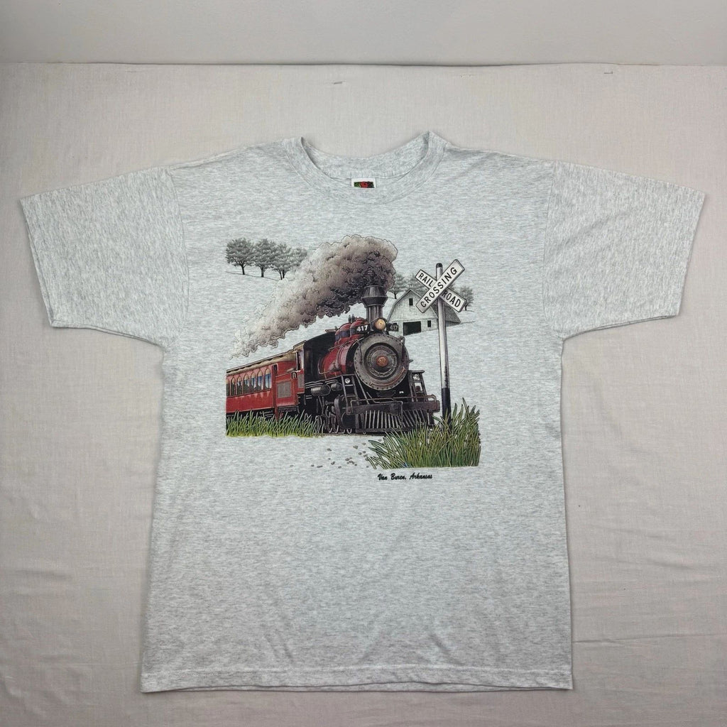 Vintage Train Nature T Shirt Adult Large Outdoor Travel Arkansas American 90s