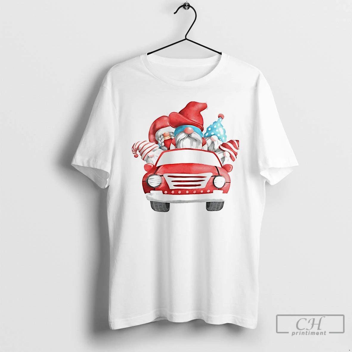 Classic Gnomes Christmas Riding Car White T Shirts