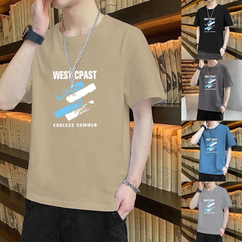 Mens Casual T-shirt Fashionable Print Design Regular Clothing Length For Spring