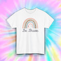 Be Brave Inspirational Quote Leopard Rainbow Motivational Boho T-Shirt S-5XL