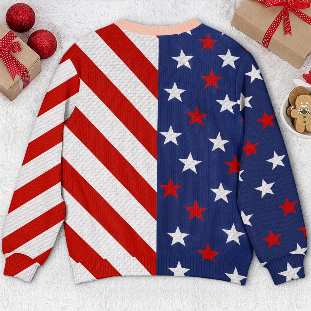 Custom Funny Ugly Sweatshirt - Personalized America 250th Anniversary Christmas Gifts For Men - A Christmas Full Of Freedom