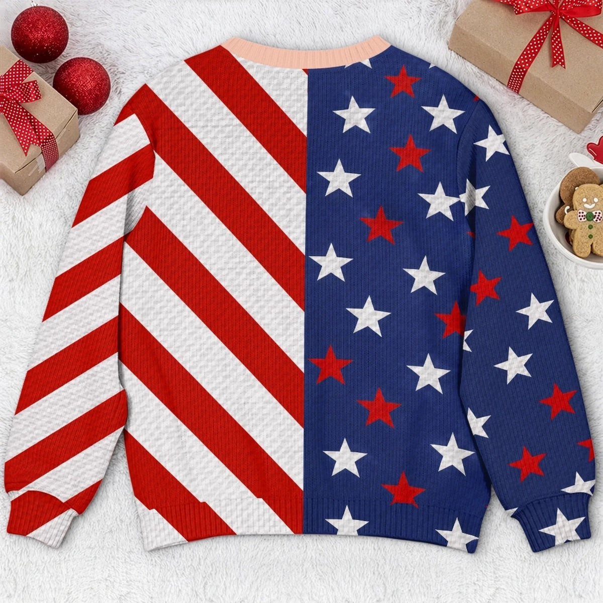 Custom Funny Ugly Sweatshirt - Personalized America 250th Anniversary Christmas Gifts For Men - A Christmas Full Of Freedom