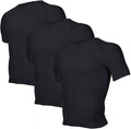 3 Pack Men Body Shaper Slimming Shirts Vest Compression Short Sleeve Shapewear