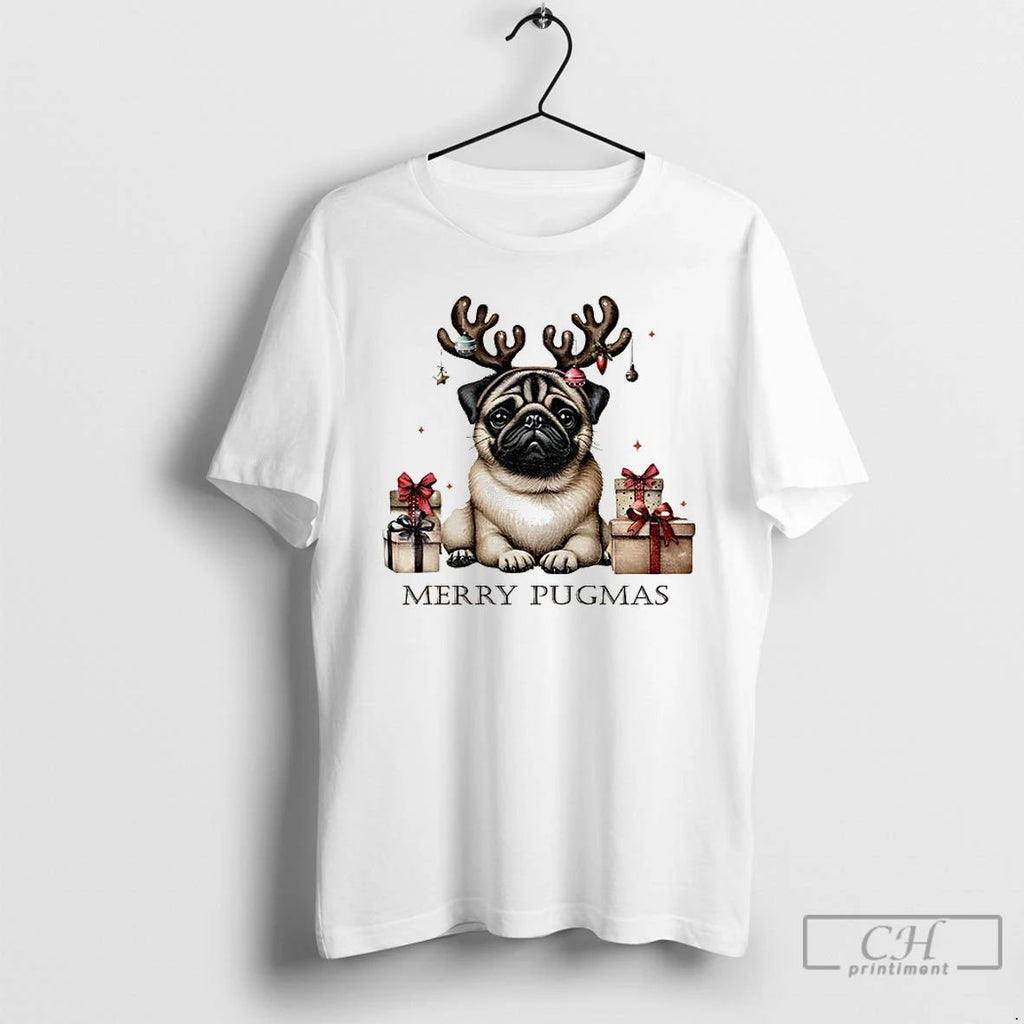 Premium Cute Pug Dog Merry Pugmas Merry Christmas T Shirts
