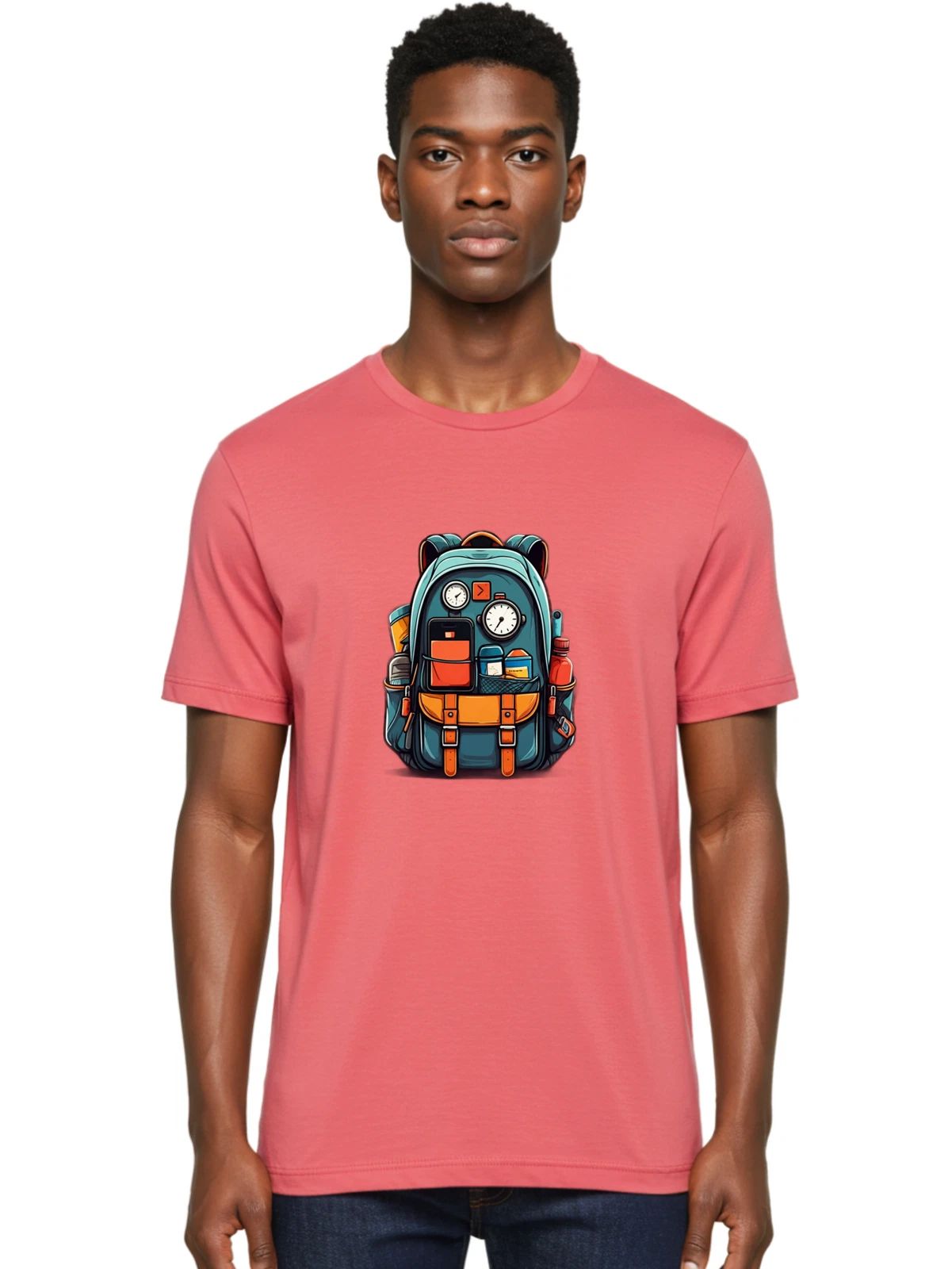 Travel-Rucksack Mens Graphic Tee, 100% Cotton, Casual Summer Wear