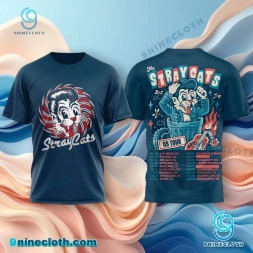 The Stray Cats US Tour 2026 All Over Printed T-Shirt Fan Gift