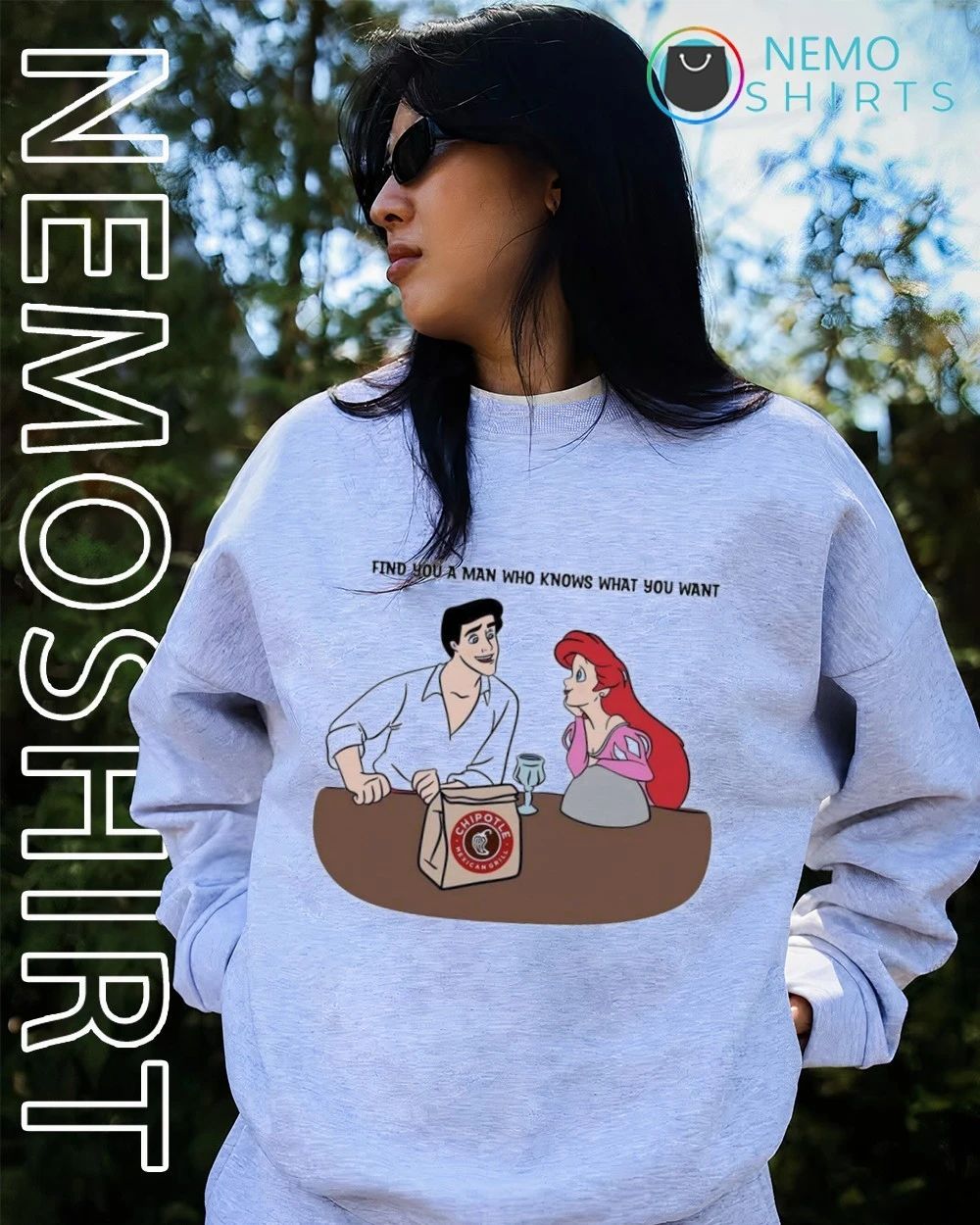 Ariel and Prince Eric Find You a Man Who Knows What You Want Chipotle shirt