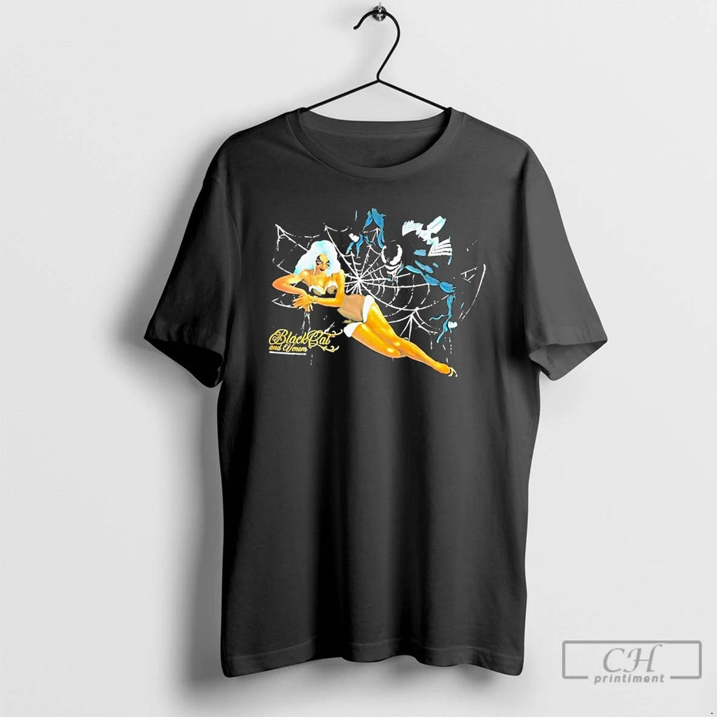 Classic Black Cat And Venom Characters T Shirts