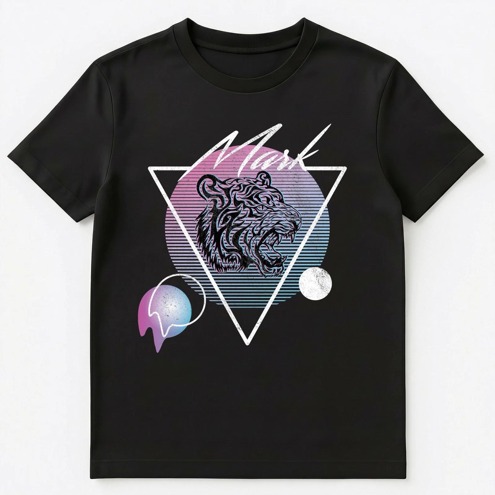 Mark Name Retro Vaporwave Aesthetic Art Style Tiger Unisex T-Shirt