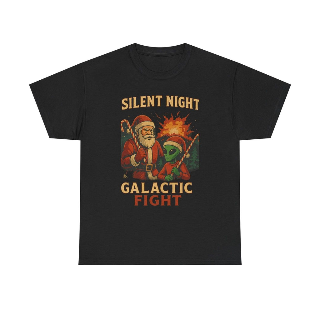 Silent Night Galactic Fight T-Shirt | Santa vs Alien Christmas