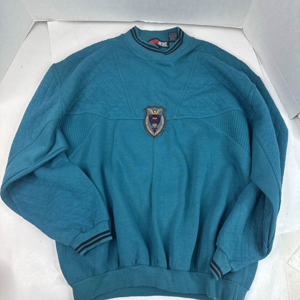 Vintage Todays News Men’s Long Sleeve Pull Over Green Shirt Natural Styles L Y8