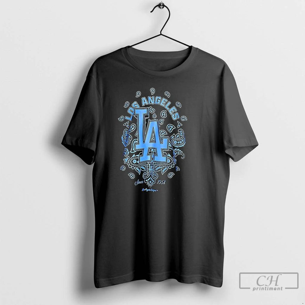 Classic Los Angeles Dodgers Mlb 2025 Since 1958 Paisley Pattern T Shirts
