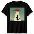 Vintage Japanese Cat Alien Cat Dad Ufo Abduction Unisex Tshirt