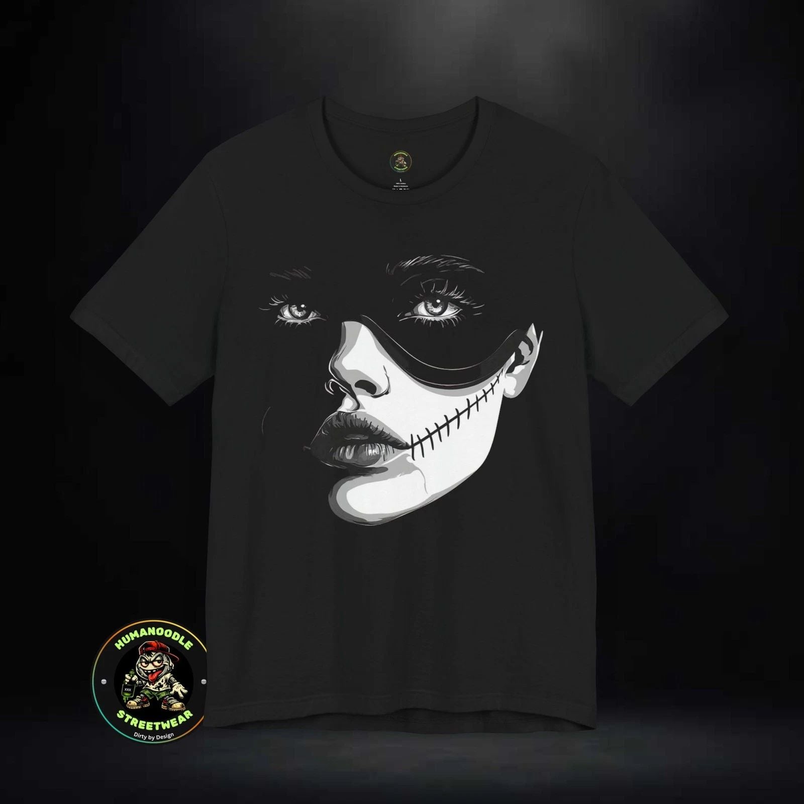 Dead Dark Masked Face T-Shirt | Gothic Portrait Tee