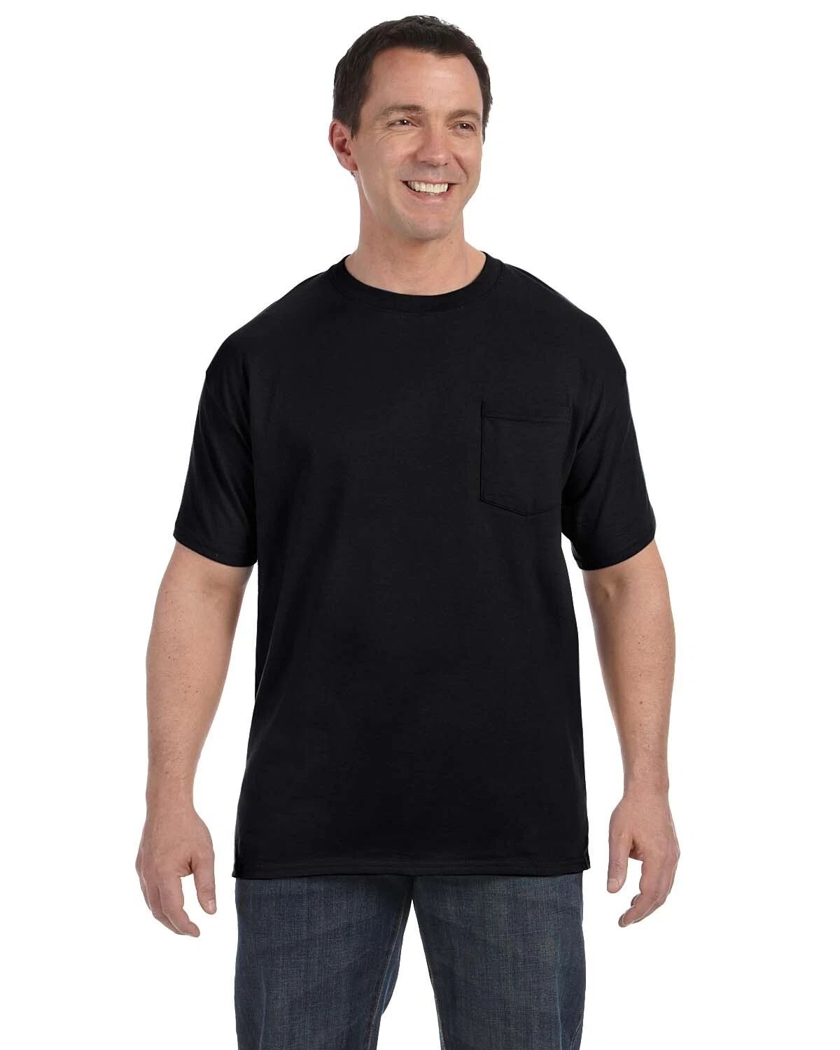 Hanes Men's 6 oz.100% Preshrunk Cotton Authentic-T Pocket T-Shirt H5590 S-3XL