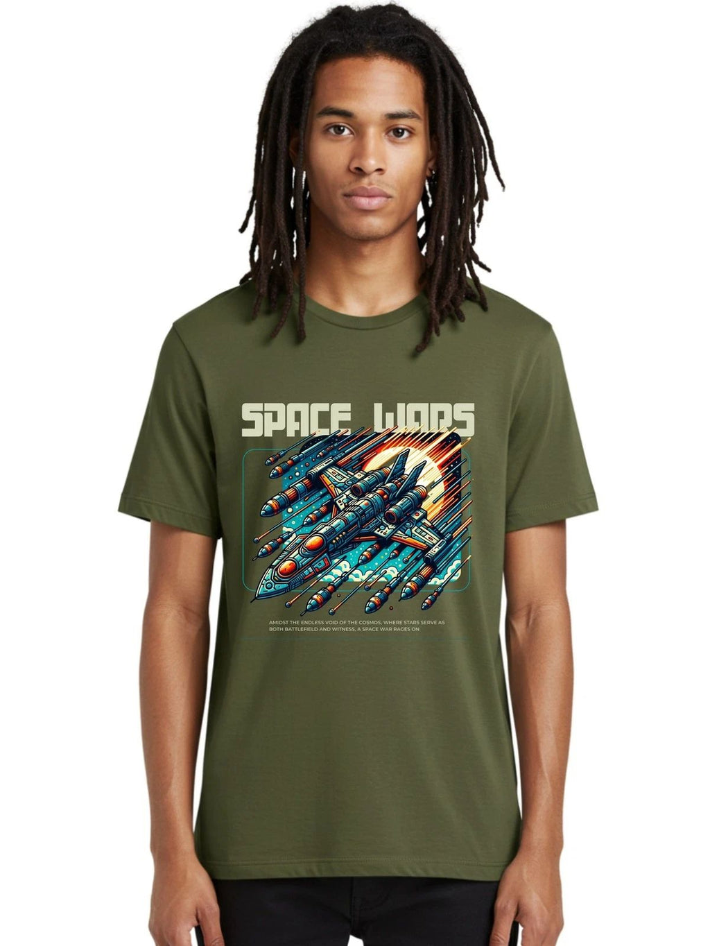 Space-Wars Mens Graphic Tee,100% Cotton,Casual Summer Wear