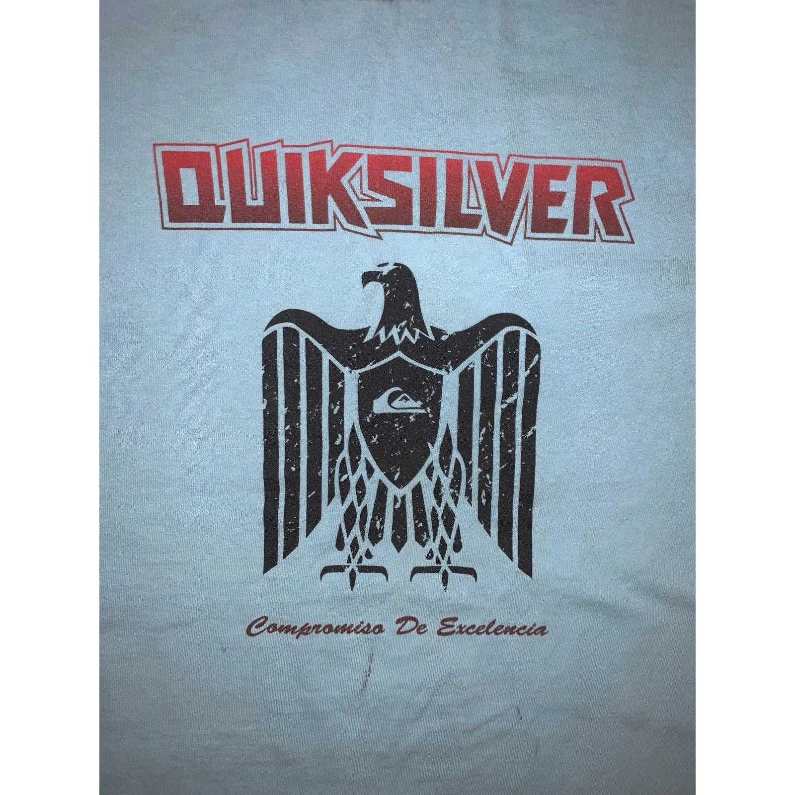 Y2K Quiksilver Ringer T Shirt XL Blue Eagle Surf Skate Tee