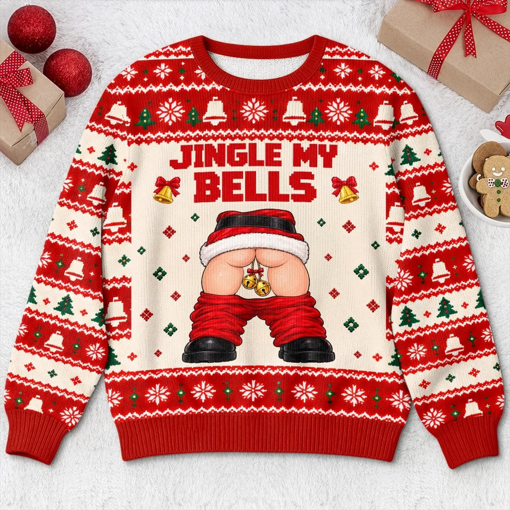 Custom Funny Naughty Jingle My Bells Christmas Gifts for Men - Personalized Ugly Sweater
