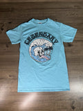 Legendary Skull Surfing Short Sleeve Tshirt/Shirt Teal/Black/White Size Small