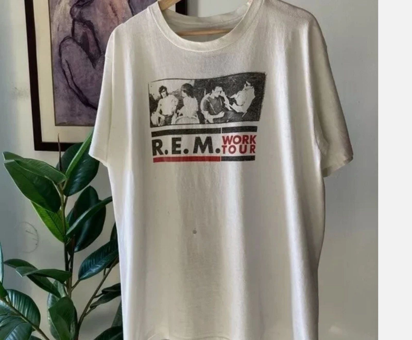 1987 R.E.M REM Band World Tour White T Shirt Full Size S-5XL