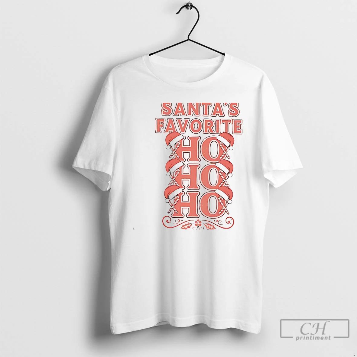 Classic Santas Favorite Ho Ho Ho Candy Cane Christmas White T Shirts
