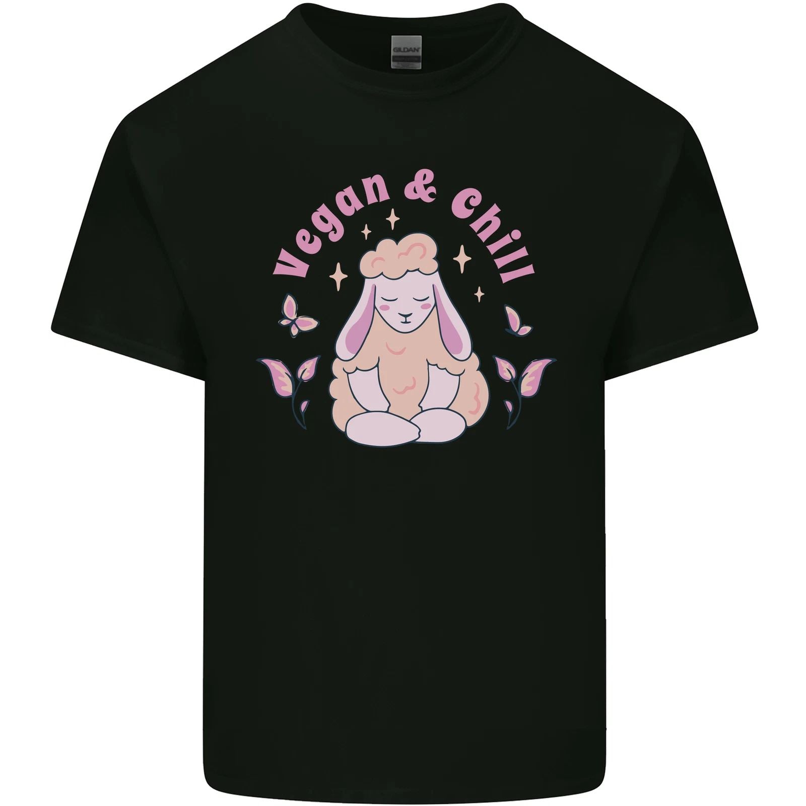 Vegan & Chill Meditation Yoga Spiritual Mens Light Cotton T-Shirt