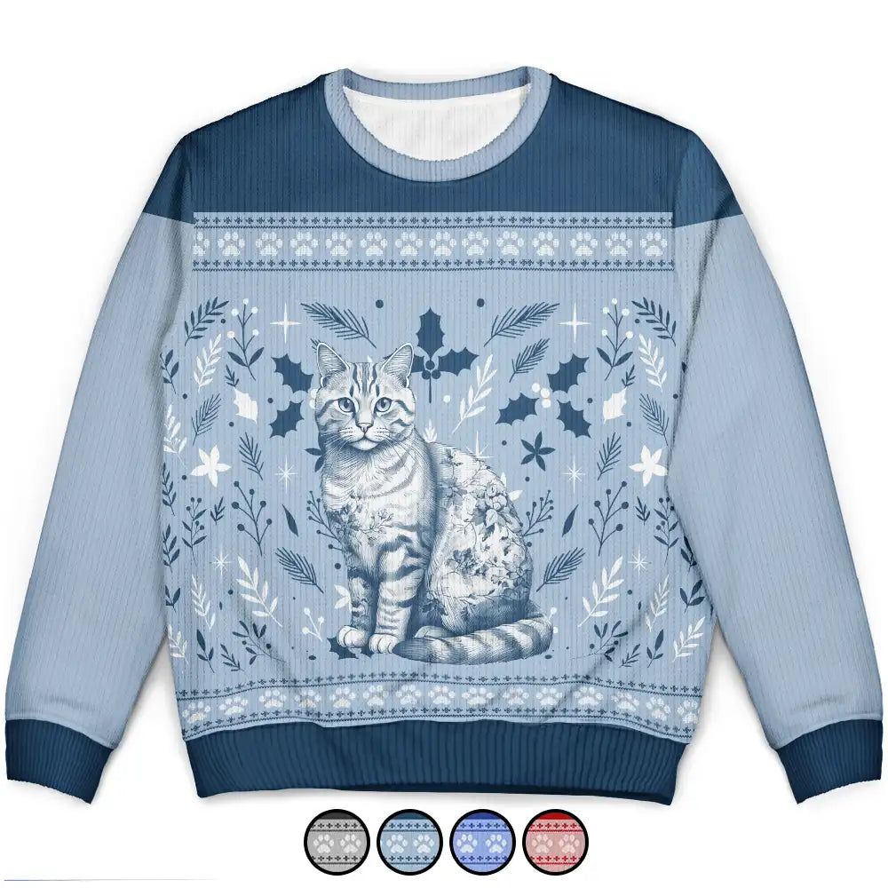 Chinoiserie Toile De Jouy Cat - Personalized Unisex Ugly Sweater