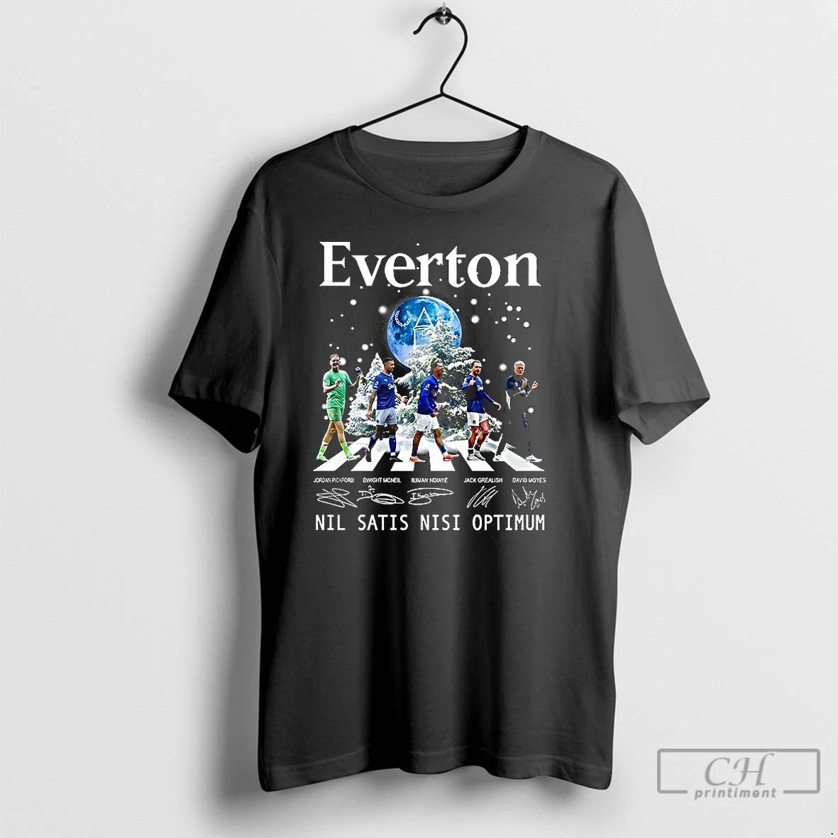 Classic Everton Nil Satis Nisi Optimum Player Across The Street Signature Christmast T Shirts