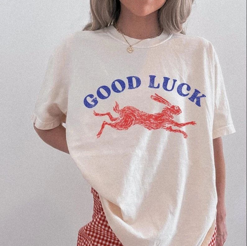 Good Luck Tee, Lucky Rabbit T-shirt, Easy Tiger, Cool Women's Aesthetic Shirt